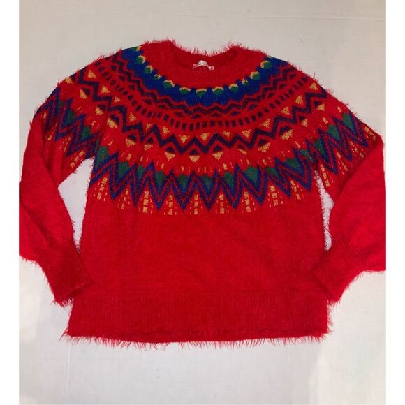 89th & Madison Sweater Womens Small Fair Isle Christmas Holiday Fuzzy‎ Soft A54 - Picture 1 of 8